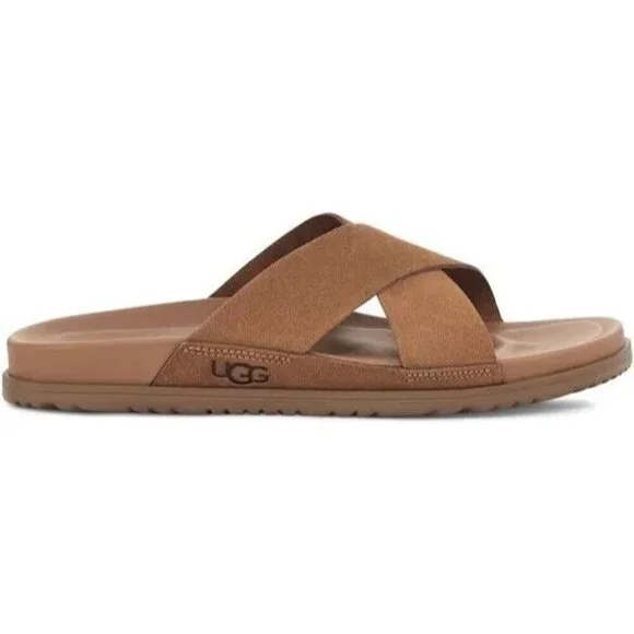 NEW UGG MEN'S WAINSCOTT SLIDE CHESTNUT SUEDE SANDALS SLIPPERS SZ 11